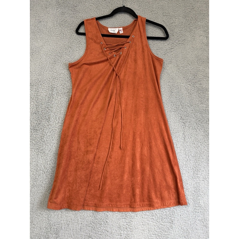Jody California Dress Vintage 90's Y2K Orange Velvet made USA flare Corset Front